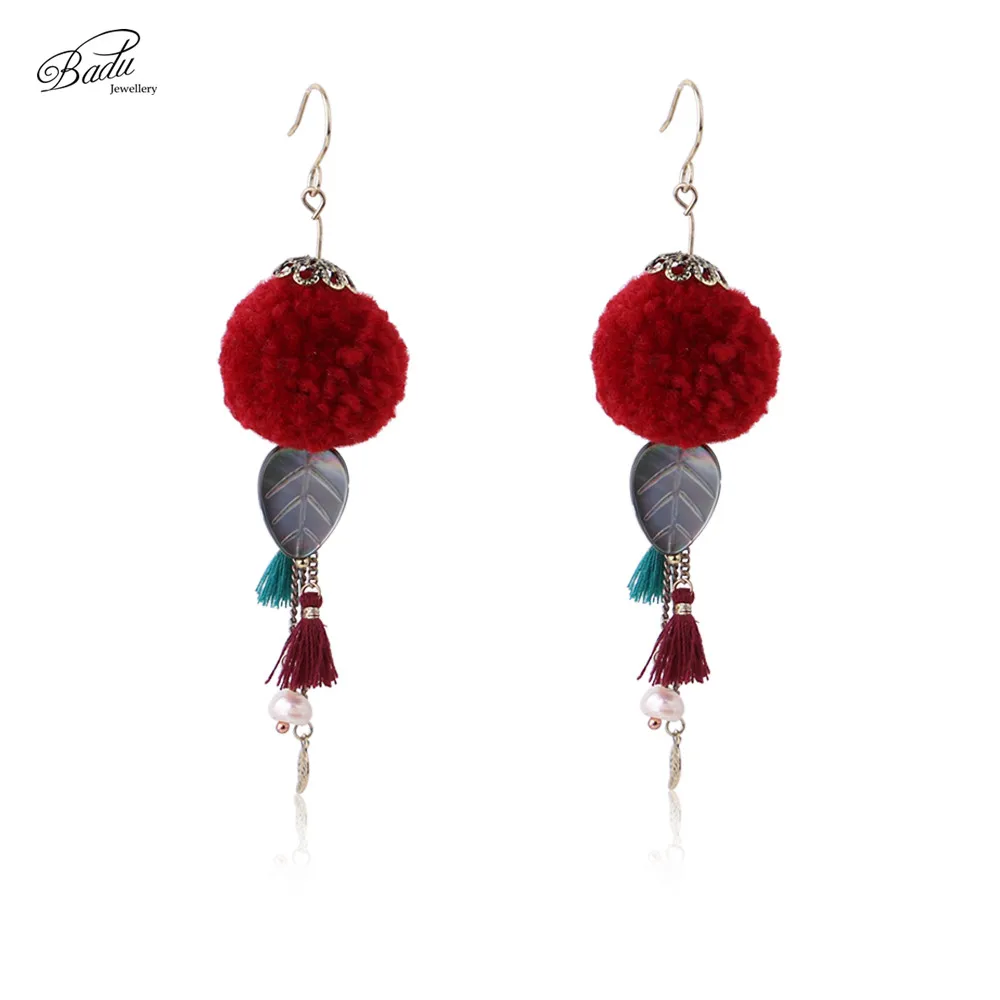 Badu Long Ball Earring Wine Red Pom Pom Women Vintage Dangle Earrings 2017 Autumn Burgundy Jewelry Party Accessories
Badu Long Ball Earring Wine Red Pom Pom Women Vintage Dangle Earrings 2017 Autumn Burgundy Jewelry Party Accessories