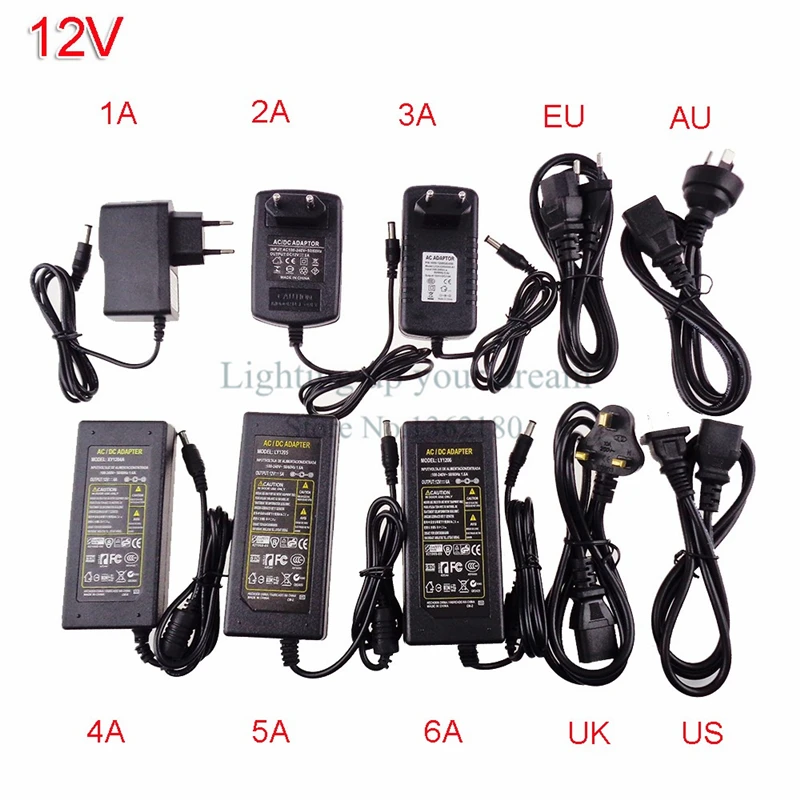 High Quality power adapter supply for led strip EU / US / UK / AU for AC110-220V to DC12V 1A 2A 3A 4A 5A 6A 10A plug transformer
High Quality power adapter supply for led strip EU / US / UK / AU for AC110-220V to DC12V 1A 2A 3A 4A 5A 6A 10A plug transformer