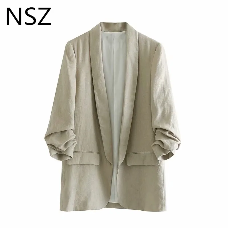 NSZ Women Cotton Linen Blazer Feminino Suits None Button Pocket Office Work Lady Jacket Coat Female Puff Sleeve Outerwear
NSZ Women Cotton Linen Blazer Feminino Suits None Button Pocket Office Work Lady Jacket Coat Female Puff Sleeve Outerwear