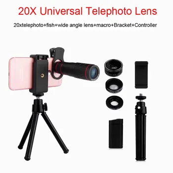 20X Telephoto Lens&Fisheye&Macro&Wide Angle Lens Phone Telescope with Tripod Smartphone Camera Lens For iPhone Xiaomi Huawei
20X Telephoto Lens&Fisheye&Macro&Wide Angle Lens Phone Telescope with Tripod Smartphone Camera Lens For iPhone Xiaomi Huawei
