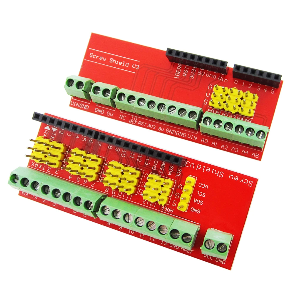 Screw Shield V1 terminal V3 expansion board is compatible UNO R3 Interactive Media Moudle
Screw Shield V1 terminal V3 expansion board is compatible UNO R3 Interactive Media Moudle