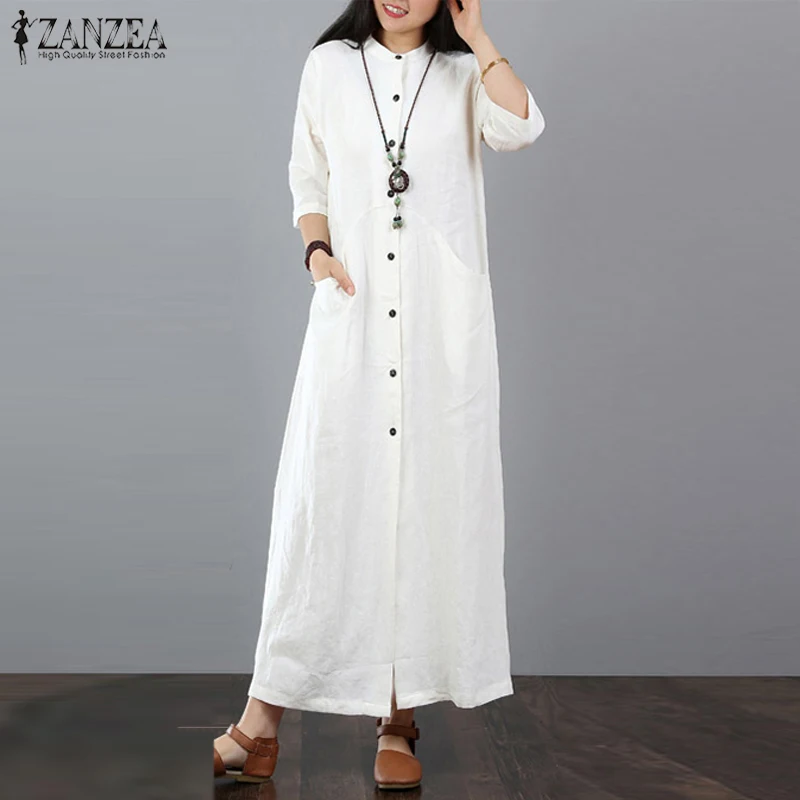 ZANZEA Women Long Maxi Dress Vintage Buttons Down 3/4 Sleeve Solid Casual Split Hem Kaftan Vestido Ladies Cotton Linen Shirt
ZANZEA Women Long Maxi Dress Vintage Buttons Down 3/4 Sleeve Solid Casual Split Hem Kaftan Vestido Ladies Cotton Linen Shirt