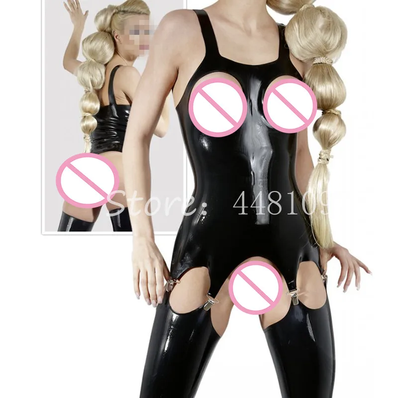 Sexy Black Latex Rubber Open Breast Bodysuit Tops with Clips&Stockings Females' Lingerie Sets(no Briefs)
Sexy Black Latex Rubber Open Breast Bodysuit Tops with Clips&Stockings Females' Lingerie Sets(no Briefs)