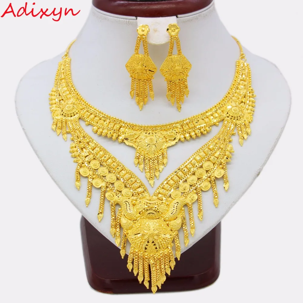 Adixyn 2018 Luxury Dubai Necklace/Earrings Jewelry set Gold Color & Copper African/Arab Gifts Bride Wedding Accessories
Adixyn 2018 Luxury Dubai Necklace/Earrings Jewelry set Gold Color & Copper African/Arab Gifts Bride Wedding Accessories