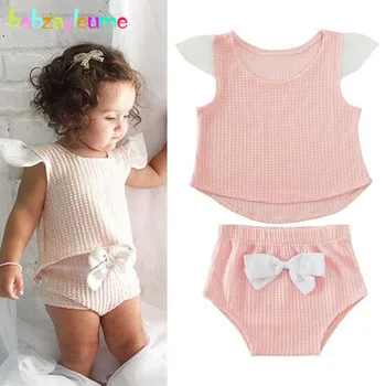 babzapleume Summer newborn outfits 1st birthday baby girls clothes cute bow sleeveless t-shirt+shorts infant clothing set BC1459
babzapleume Summer newborn outfits 1st birthday baby girls clothes cute bow sleeveless t-shirt+shorts infant clothing set BC1459
