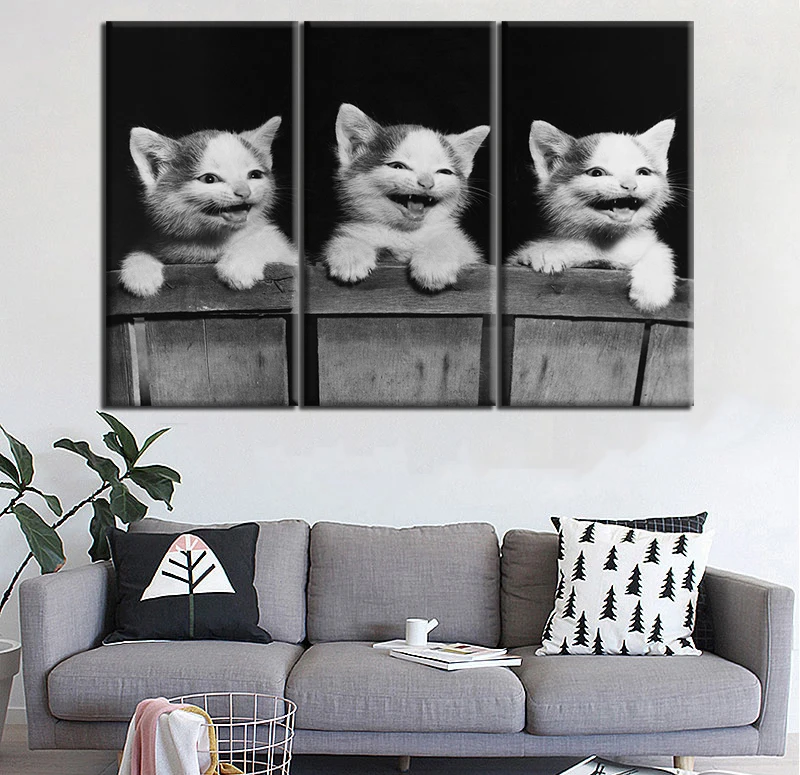 3 Pieces Animal Picture Three Happy Cats Canvas Painting Wall Pictures for Living Room Decor
3 Pieces Animal Picture Three Happy Cats Canvas Painting Wall Pictures for Living Room Decor