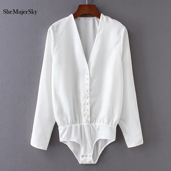 SheMujerSky Women Autumn Elegant Solid Bodysuits Long Sleeve Deep V-neck Bodysuit Short Jumpsuit 2018
SheMujerSky Women Autumn Elegant Solid Bodysuits Long Sleeve Deep V-neck Bodysuit Short Jumpsuit 2018