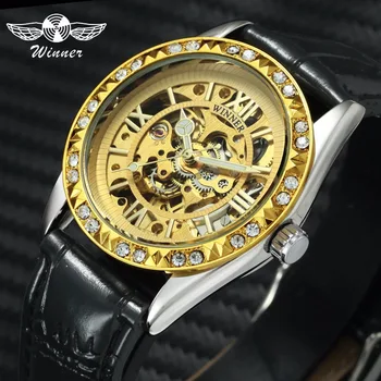 WINNER Official Brand Luxury Women Men Watches Crystal Iced Out Skeleton Automatic Mechanical Leather Strap Couple Wrist Watch
WINNER Official Brand Luxury Women Men Watches Crystal Iced Out Skeleton Automatic Mechanical Leather Strap Couple Wrist Watch