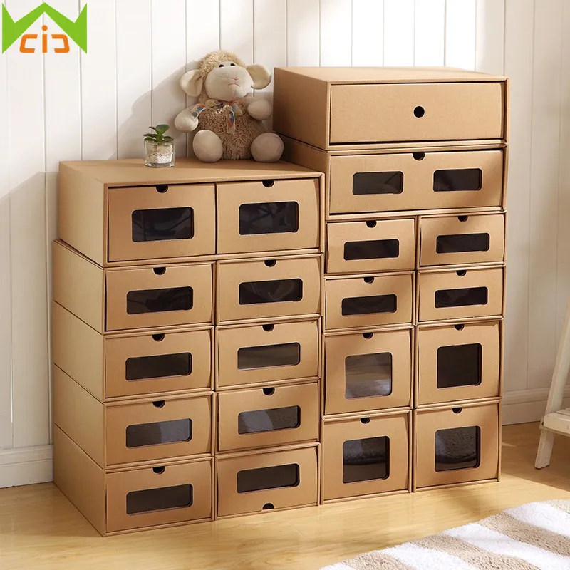 WCIC DIY Kraft Paper Shoes Storage Box with Transparent Window Jewelry Box Drawer Type Shoes Holder Folding Shoe Organizer
WCIC DIY Kraft Paper Shoes Storage Box with Transparent Window Jewelry Box Drawer Type Shoes Holder Folding Shoe Organizer