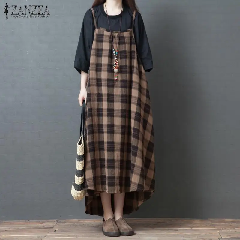 Plus Size Check Robe Women's Sundress ZANZEA 2019 Summer Spaghetti Strap Maxi Dress Kaftan Overalls Dress Asymmetrical Vestidos
Plus Size Check Robe Women's Sundress ZANZEA 2019 Summer Spaghetti Strap Maxi Dress Kaftan Overalls Dress Asymmetrical Vestidos