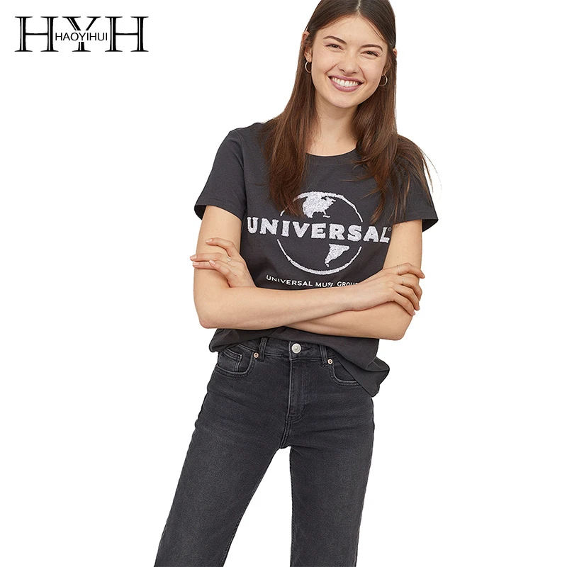 HYH Haoyihui Concise Commuting College Style Summer Letter Printing Floral Print Loose Befree Pullover T-shirt For Women
HYH Haoyihui Concise Commuting College Style Summer Letter Printing Floral Print Loose Befree Pullover T-shirt For Women