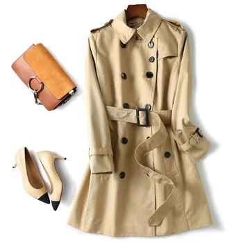 Spring Autumn Trench Coats For Women Slim Wild Medium length Female Windbreaker Coat Double-breasted Tops Casual style
Spring Autumn Trench Coats For Women Slim Wild Medium length Female Windbreaker Coat Double-breasted Tops Casual style