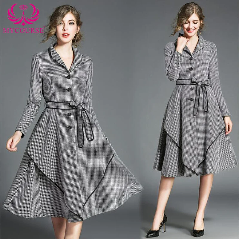 MYCOURS Autumn Women Winter Buttons Vintage Houndstooth Dresses Bow Retro Dresses Long-sleeved Irregular Offce Casual Dresses
MYCOURS Autumn Women Winter Buttons Vintage Houndstooth Dresses Bow Retro Dresses Long-sleeved Irregular Offce Casual Dresses