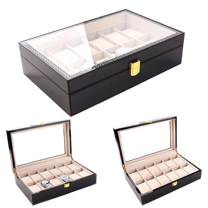 12 Grids Handmade Carbon Fiber Watch Box Watch Case Clock Box Time Box for Watch Organizer
12 Grids Handmade Carbon Fiber Watch Box Watch Case Clock Box Time Box for Watch Organizer