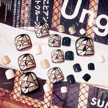 24Pcs Fashion Geometric lines Fake False Foot Nails Toenails Short size square head Novel Style Nail Decor DIY Nail Art Tools
24Pcs Fashion Geometric lines Fake False Foot Nails Toenails Short size square head Novel Style Nail Decor DIY Nail Art Tools