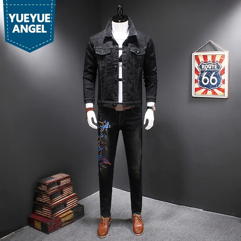 Men Set Fashion Two Piece Set Spring Autumn Embroidery Flower Long Sleeve Denim Jacket Zipper Jeans Mens Streetwear Plus Size
Men Set Fashion Two Piece Set Spring Autumn Embroidery Flower Long Sleeve Denim Jacket Zipper Jeans Mens Streetwear Plus Size