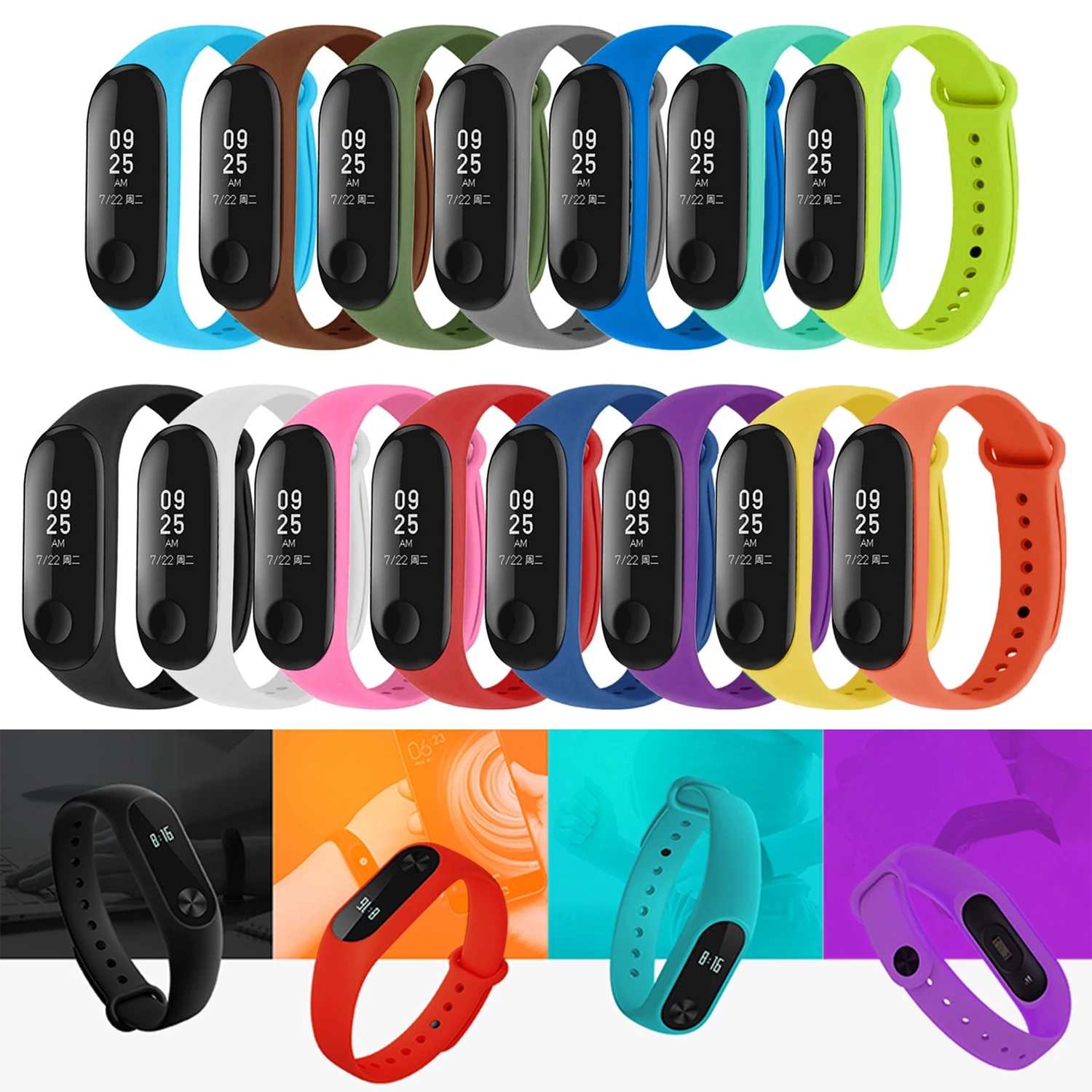 

Gosear 15PCS Assorted Colors Replacement Wristband Watch Strap Band for Xiaomi Mi Band 3 4 Miband Band3 Band4 Accessories