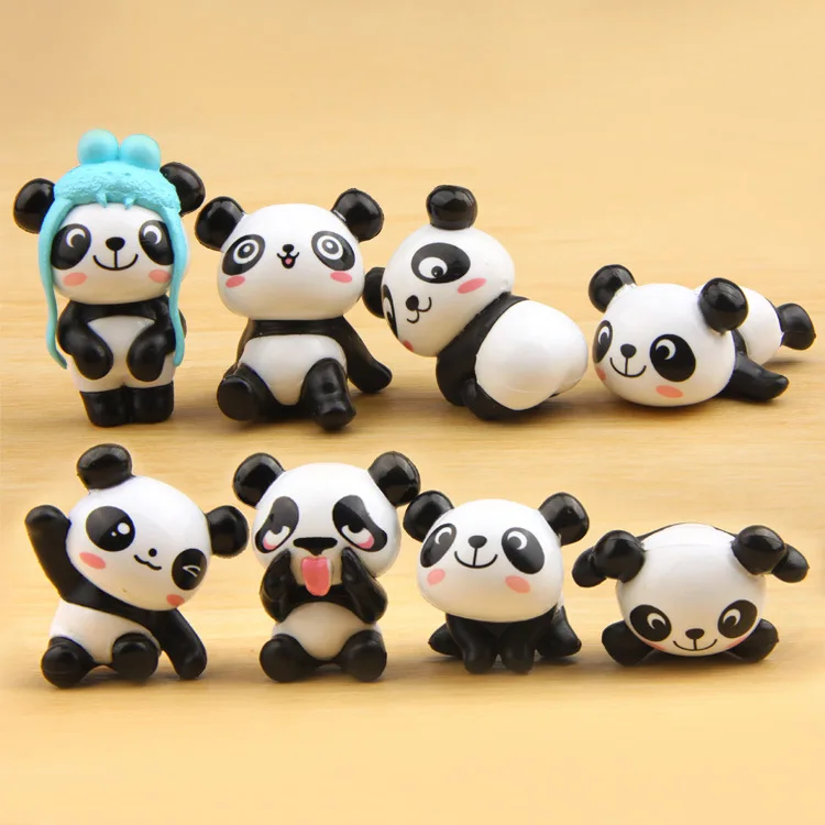 Фото 8 шт./партия милые фигурки панды ПВХ игрушка для детей младшего возраста набор