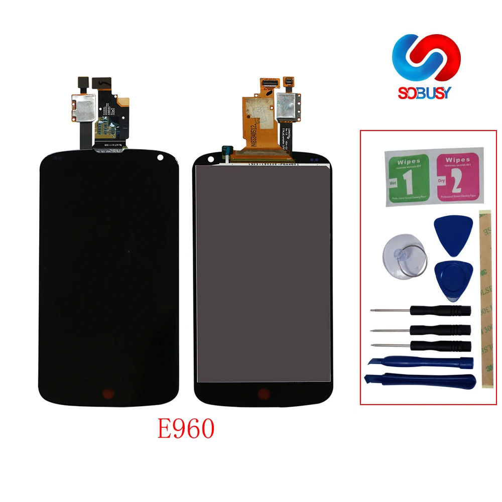 ЖК дисплей E960 для LG Optimus Google Nexus 4 сенсорный экран панель дигитайзер с рамкой рамка