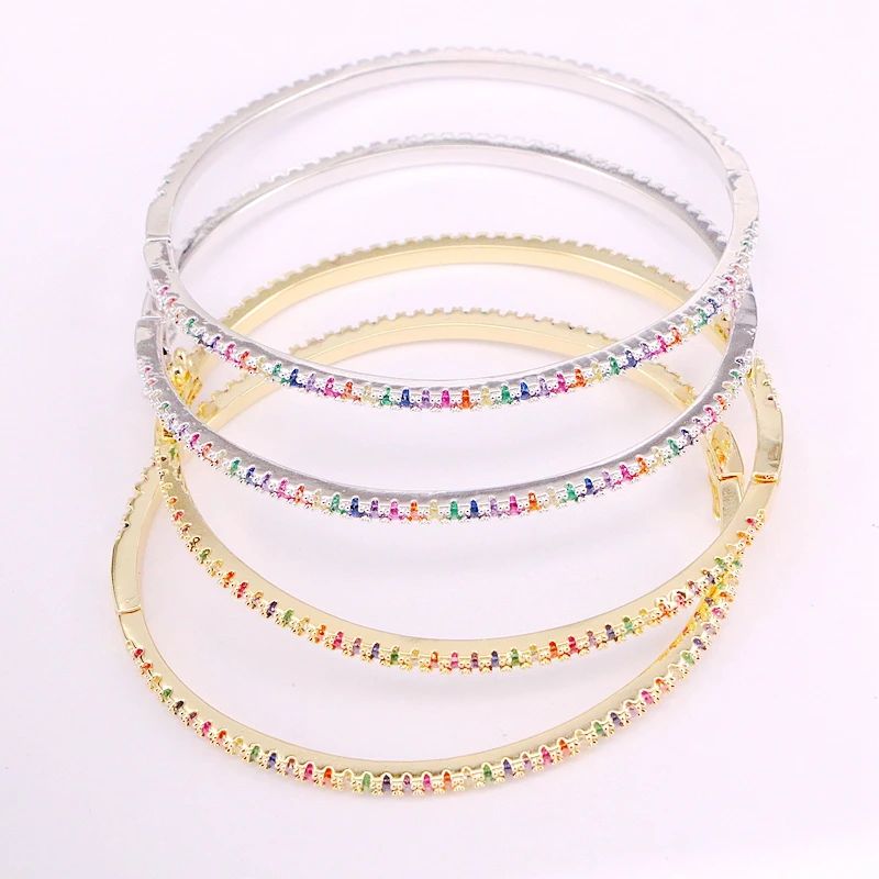 4PCS, Rainbow CZ Micro Pave Charm Colorful Zirconia Lady Girl Bracelets Gold/Silver Filled Cuff Bangles Elegant Jewelry Gifts
4PCS, Rainbow CZ Micro Pave Charm Colorful Zirconia Lady Girl Bracelets Gold/Silver Filled Cuff Bangles Elegant Jewelry Gifts