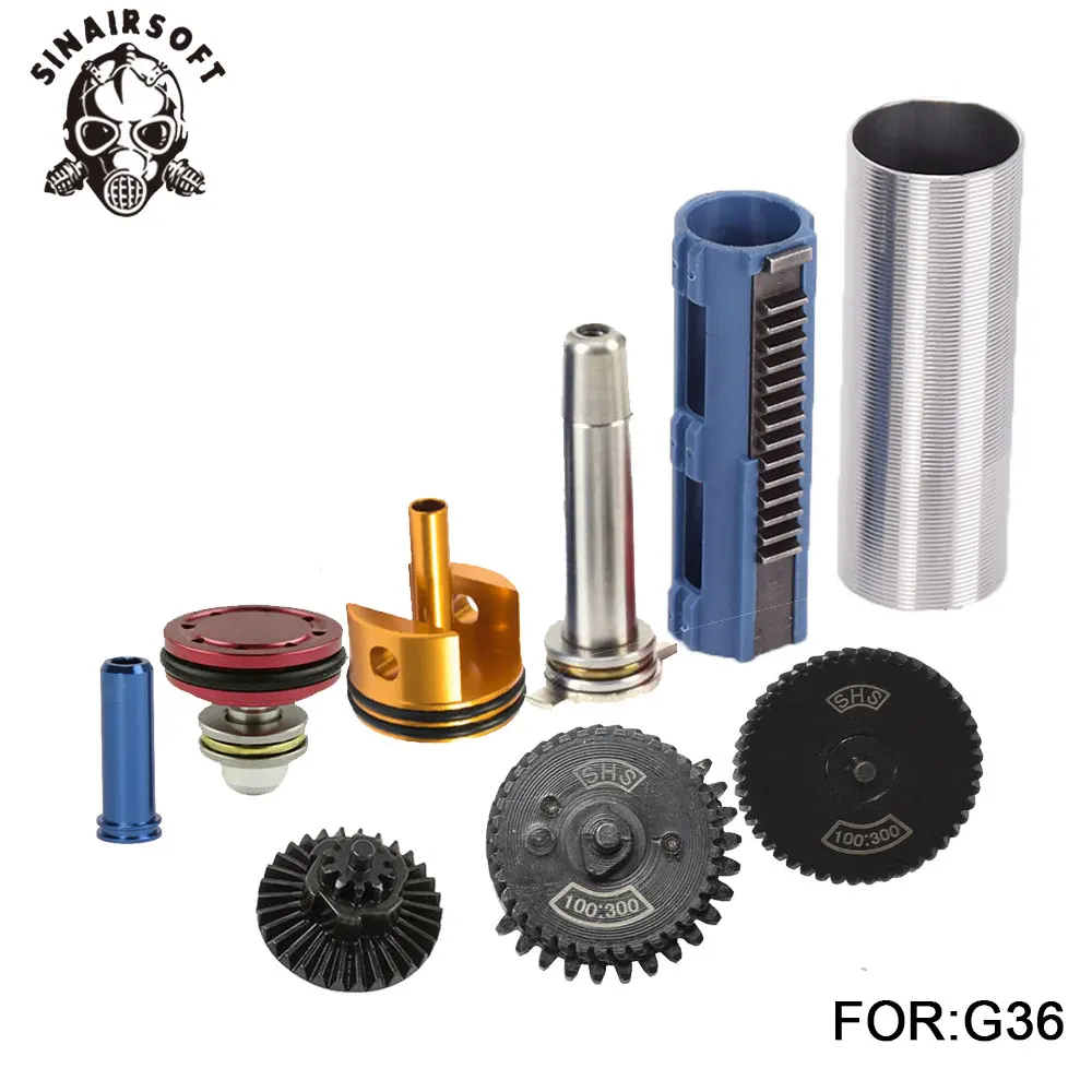 SHS-100-300-Gear-Nozzle-Cylinder-Spring-Guide-14-Teeth-Piston-Kit-Fit-Airsoft-M4-MP5 (4)