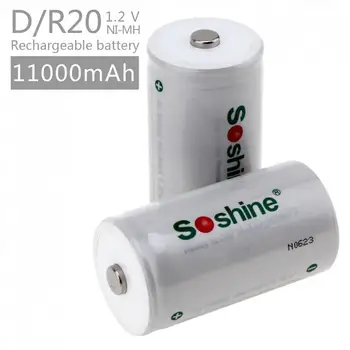 Soshine 2pcs D/R20 1.2V 11000mAh NiMH Rechargeable Battery for Household Flashlight Water Heater Toy
Soshine 2pcs D/R20 1.2V 11000mAh NiMH Rechargeable Battery for Household Flashlight Water Heater Toy