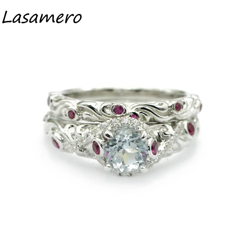 LASAMERO Rings for Women 0.6CT Round Cut Natural Diamond Rings 925 Silver Engagement Wedding Bridal Set
LASAMERO Rings for Women 0.6CT Round Cut Natural Diamond Rings 925 Silver Engagement Wedding Bridal Set