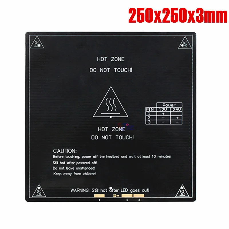 250*250*3mm 250x250mm large area printing size 12/24V double voltage heating hot bed heated bed plate 3D printer accessories
250*250*3mm 250x250mm large area printing size 12/24V double voltage heating hot bed heated bed plate 3D printer accessories