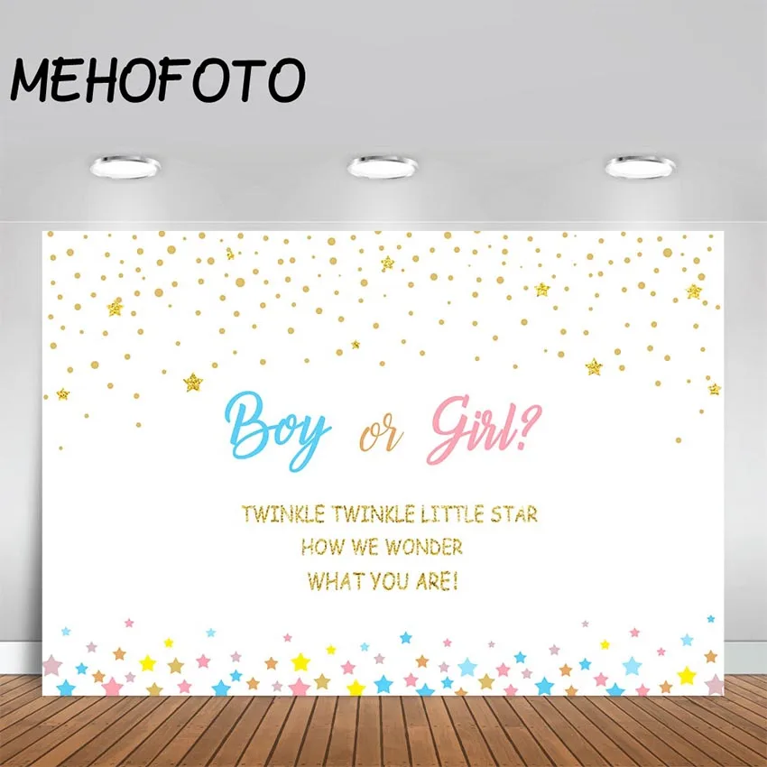 MEHOFOTO Gender Reveal Party Background Boy Or Girl Twinkle Twinkle Little Star Photography Backdrops for Baby Shower Banner
MEHOFOTO Gender Reveal Party Background Boy Or Girl Twinkle Twinkle Little Star Photography Backdrops for Baby Shower Banner