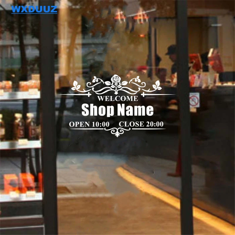 WXDUUZ custom shop name working hours wall sticker home decoration Vinyl store decoration decal Over the stickers C23
WXDUUZ custom shop name working hours wall sticker home decoration Vinyl store decoration decal Over the stickers C23
