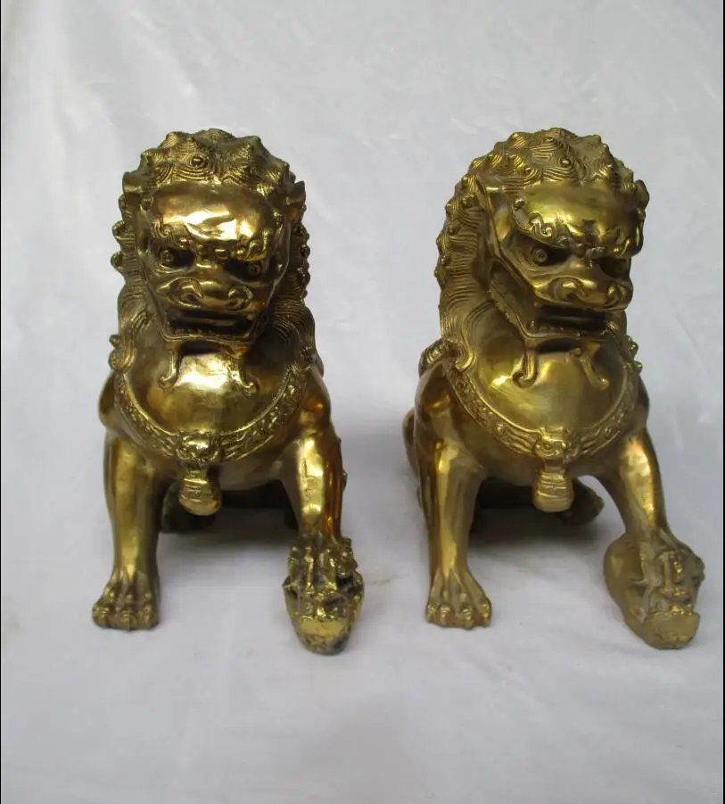 High 25CM !!! Wedding decoration Art collection Home Feng Shui 1Pair Brass Foo Fu Dog Sculpture lion statue Metal craft For Hom
High 25CM !!! Wedding decoration Art collection Home Feng Shui 1Pair Brass Foo Fu Dog Sculpture lion statue Metal craft For Hom