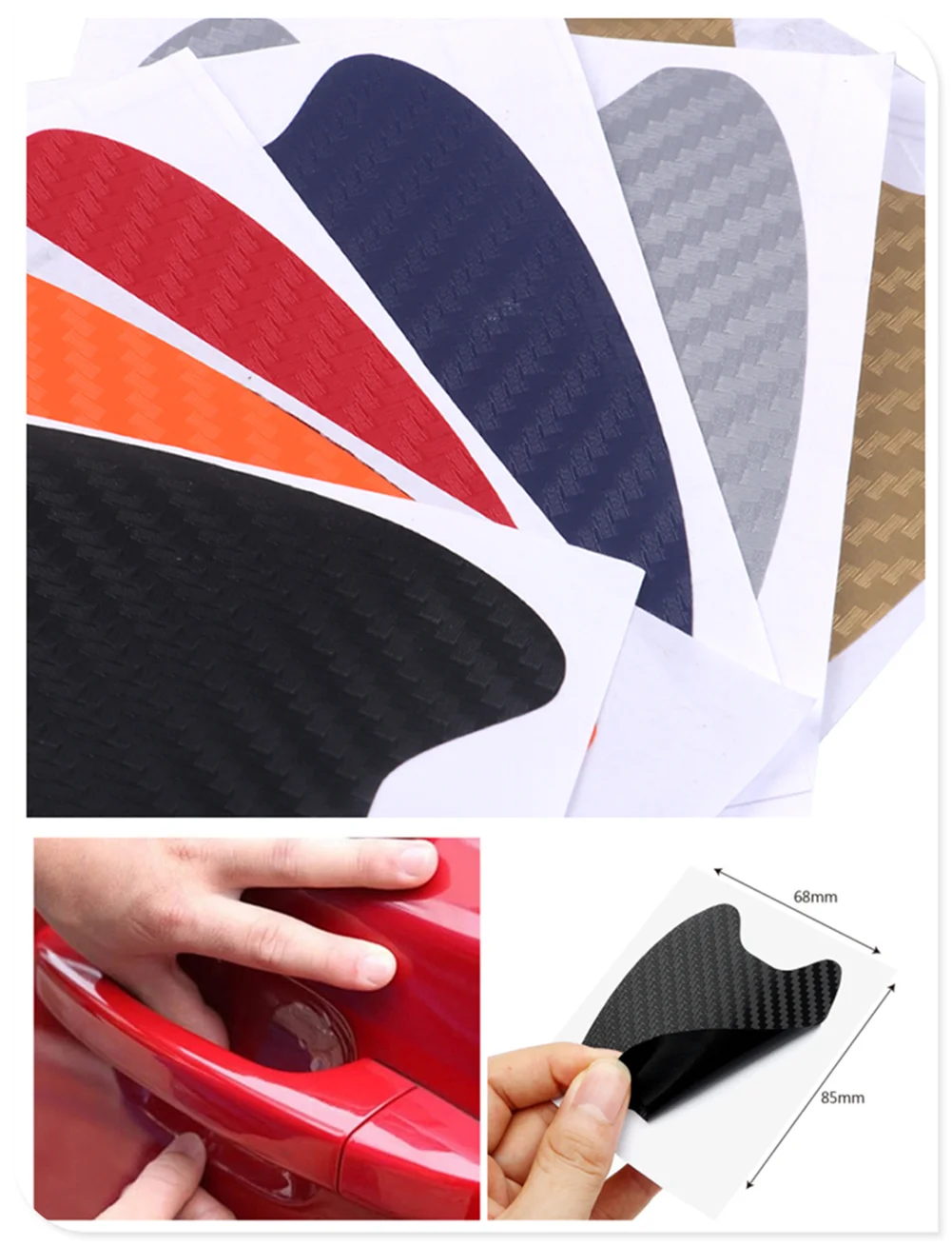4pcs car accessories 3D carbon fiber door handle wrist scratch stickers for BMW all series 1 2 3 4 5 6 7 X E F-series E46 E90 | Автомобили