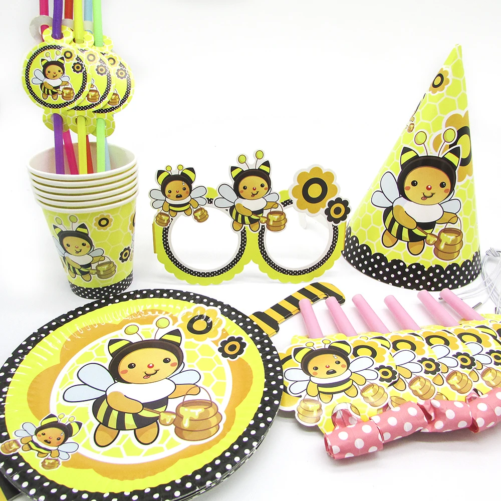 36pcs/set Cartoon Honey Bee Disposable Tableware Paper Kids Birthday Party Supplies Hat Cups Plates Baby Shower Decorations
36pcs/set Cartoon Honey Bee Disposable Tableware Paper Kids Birthday Party Supplies Hat Cups Plates Baby Shower Decorations