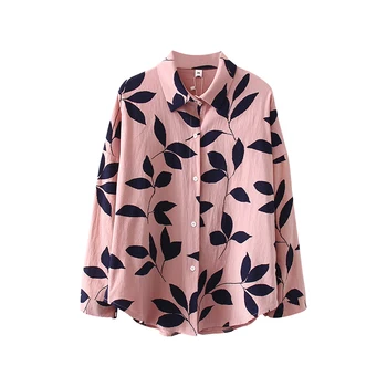 B Women Wild Vintage Leaf Print Casual Shirt Loose Single-breasted Cotton Long Sleeve Lapel Blouse blusas mujer de moda 2020
B Women Wild Vintage Leaf Print Casual Shirt Loose Single-breasted Cotton Long Sleeve Lapel Blouse blusas mujer de moda 2020