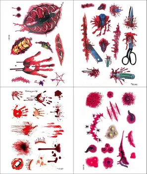 4pcs/lot Temporary tattoo sticker Wound Skull Halloween Sticker For men Women Make up Ghost Men Women Body Art
4pcs/lot Temporary tattoo sticker Wound Skull Halloween Sticker For men Women Make up Ghost Men Women Body Art