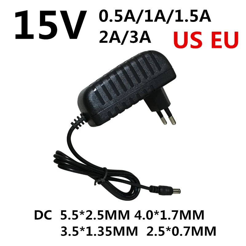 

1PCS AC/DC Adapter DC 15V 0.5A 1A 1.5A 2A 3A AC 100-240V Converter Adapter Power 15 V Volt Charger Power Supply EU US Plug