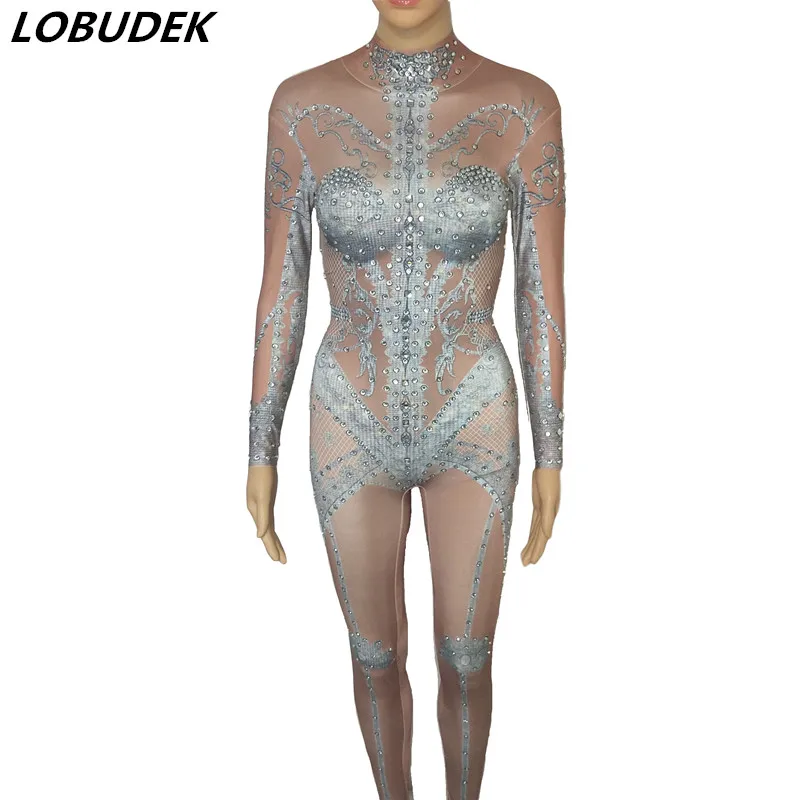 Sparkly Silver Rhinestones Stretch Jumpsuit Long Sleeve Tights Sexy Leotard Stage Wear DJ Singer Nightclub Pole Dance Costume
Sparkly Silver Rhinestones Stretch Jumpsuit Long Sleeve Tights Sexy Leotard Stage Wear DJ Singer Nightclub Pole Dance Costume