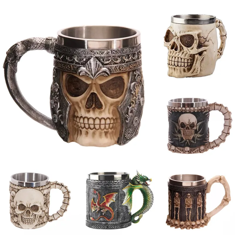 Coller Personalized Double Wall Stainless Steel 3D Skull Cup Coffee Skull Knight Tankard Dragon Drinking Cup Canecas Copo
Coller Personalized Double Wall Stainless Steel 3D Skull Cup Coffee Skull Knight Tankard Dragon Drinking Cup Canecas Copo