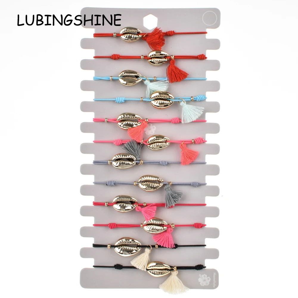Boho 12pcs/lot Handmade Gold Silver Shell Tassel Charms Braided Bracelet Women Elastic Adjustable Rope Chain Yoga Anklet Jewelry
Boho 12pcs/lot Handmade Gold Silver Shell Tassel Charms Braided Bracelet Women Elastic Adjustable Rope Chain Yoga Anklet Jewelry