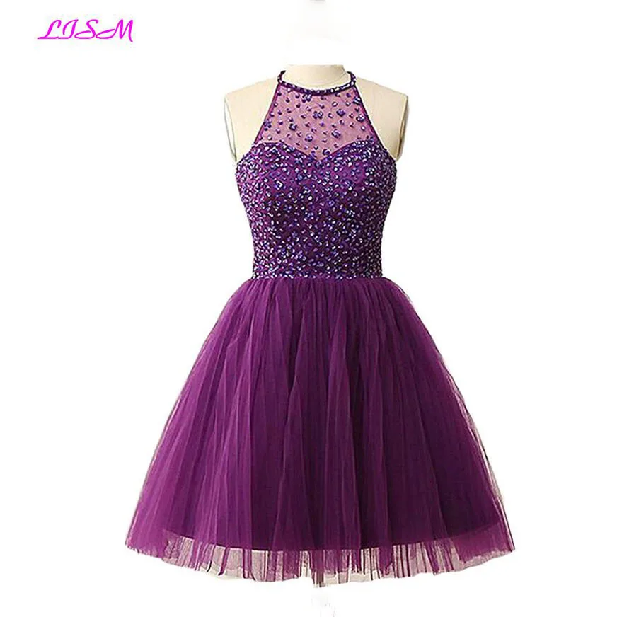 Halter Sequins Beaded Tulle Homecoming Dress A-Line Open Back Short Mini Prom Party Gowns Graduation Dress vestidos de 15 cortos
Halter Sequins Beaded Tulle Homecoming Dress A-Line Open Back Short Mini Prom Party Gowns Graduation Dress vestidos de 15 cortos