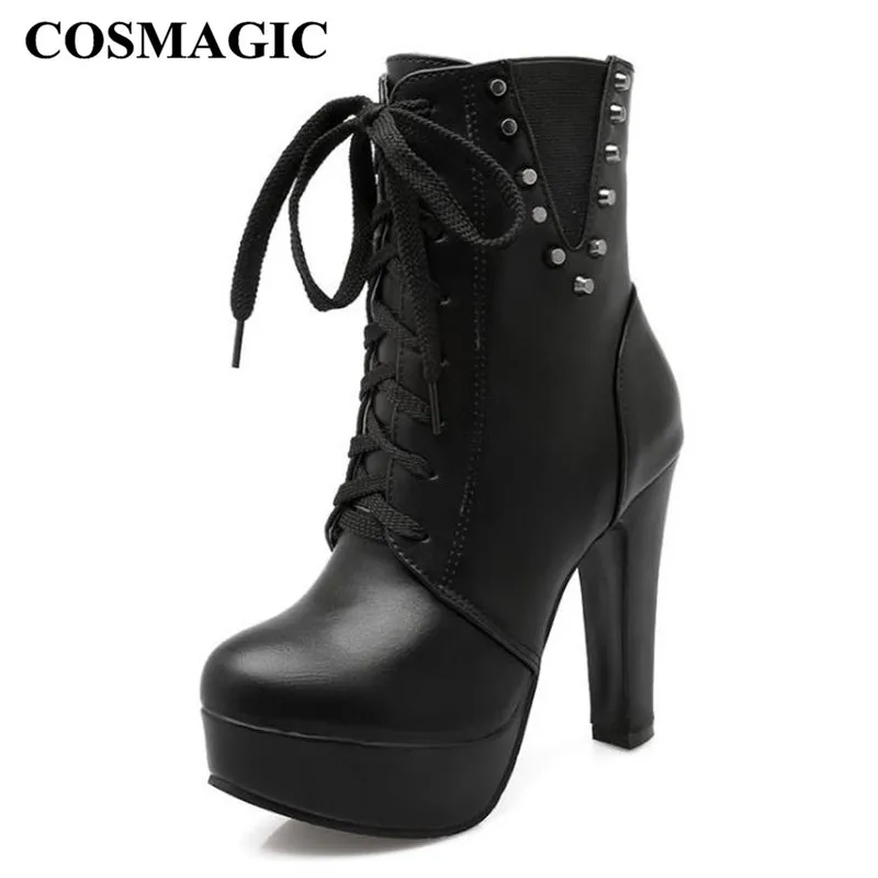 COSMAGIC 2018 New Winter Women Rivets Ankle Motorcycle Boots Super High Heel Gothic Punk Platforms Botas Mujer Plus Size
COSMAGIC 2018 New Winter Women Rivets Ankle Motorcycle Boots Super High Heel Gothic Punk Platforms Botas Mujer Plus Size