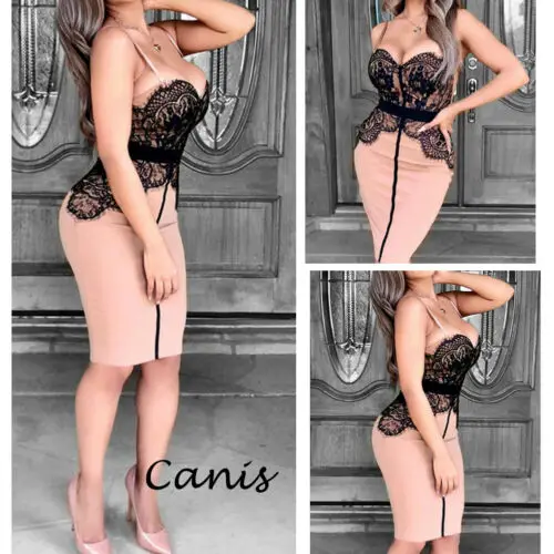 New Fashion Women's Sling Sleeveless V-neck High-waist Lace Stitched Slim Pencil Dress Lady Summer Elegant Party Ball Dress S-XL
New Fashion Women's Sling Sleeveless V-neck High-waist Lace Stitched Slim Pencil Dress Lady Summer Elegant Party Ball Dress S-XL