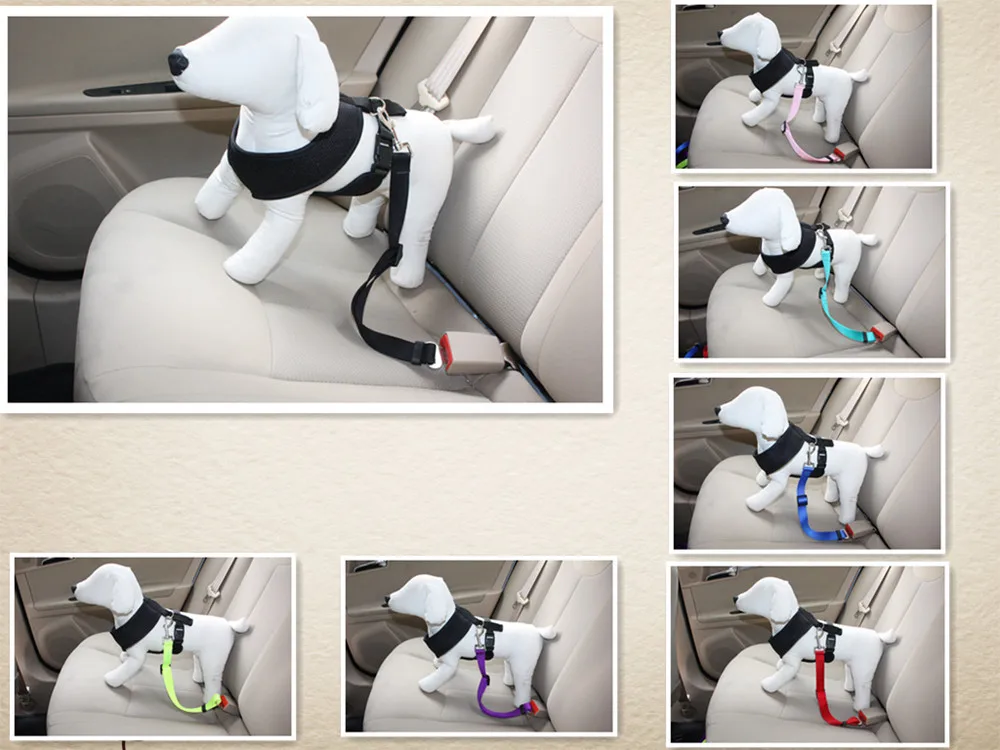 Image Free shipping  Strong pet Dog Car Travel Seat Belt Clip Lead Restraint Harness Auto traction leads 7 Color