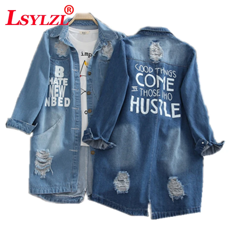 Fashion Plus Size S-8XL 2018 Ladies Denim Jackets Spring Autumn Hole Long Sleeve Casual Windbreaker Women Jeans Coat C362
Fashion Plus Size S-8XL 2018 Ladies Denim Jackets Spring Autumn Hole Long Sleeve Casual Windbreaker Women Jeans Coat C362