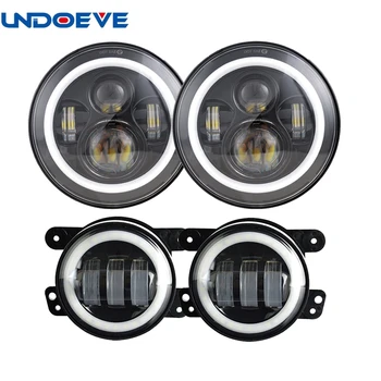 7inch LED Headlights with White DRL/Amber Turn Signal + 4 inch LED Fog Lights with White DRL Halo Ring for Jeep Wrangler 97-2017
7inch LED Headlights with White DRL/Amber Turn Signal + 4 inch LED Fog Lights with White DRL Halo Ring for Jeep Wrangler 97-2017