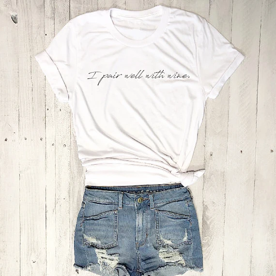 I Pair Well With Wine Funny Letter T-Shirt Crewneck Graphic Triblend Tumblr Shirt Unisex White Tops Style Grunge t shirt S-3XL
I Pair Well With Wine Funny Letter T-Shirt Crewneck Graphic Triblend Tumblr Shirt Unisex White Tops Style Grunge t shirt S-3XL