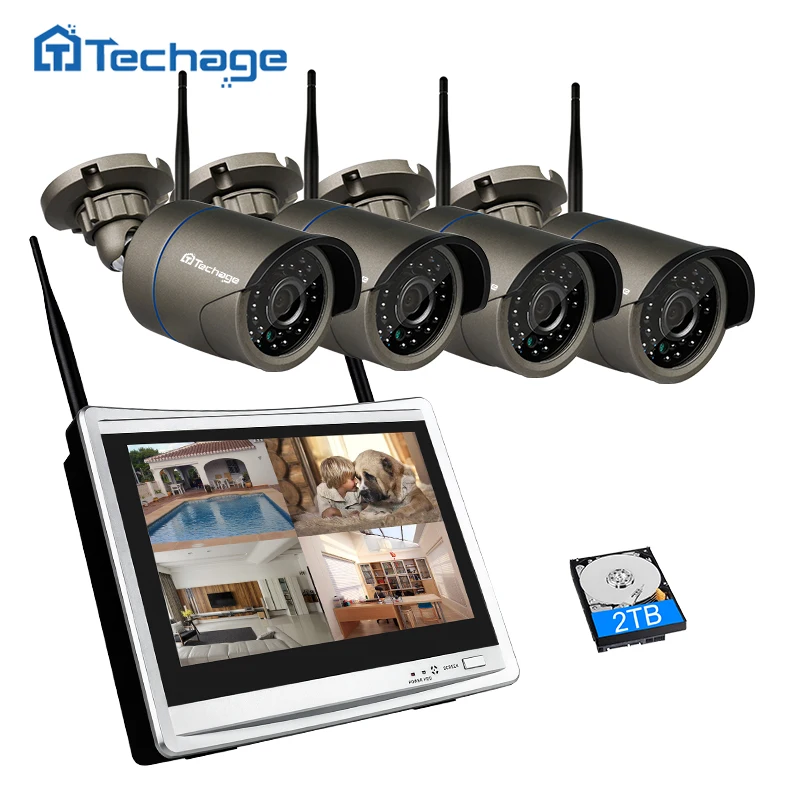 Techage 4CH 1080P Wireless Security Camera System 12" LCD NVR 2MP IR Outdoor Waterproof CCTV Wifi Camera Video Surveillance Set
Techage 4CH 1080P Wireless Security Camera System 12" LCD NVR 2MP IR Outdoor Waterproof CCTV Wifi Camera Video Surveillance Set