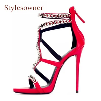 Stylesowner sexy ladies 11.5cm stiletto heel peep toe sandals summer new style metal chain platform back zipper gladiator sandal
Stylesowner sexy ladies 11.5cm stiletto heel peep toe sandals summer new style metal chain platform back zipper gladiator sandal