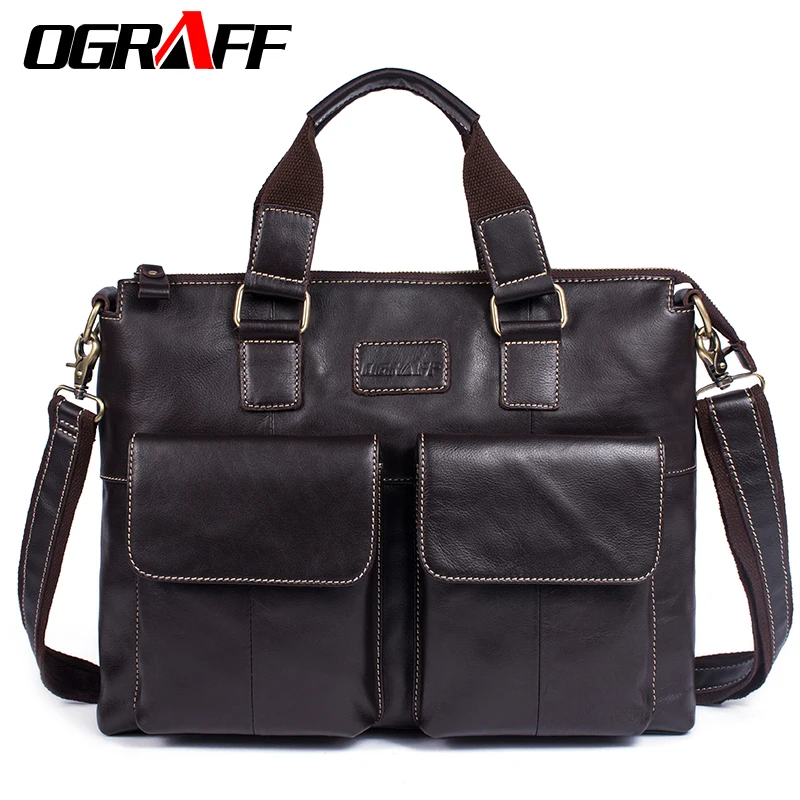 

OGRAFF Men's bag genuine leather messenger bags crossbody shoulder bag Laptops Business handbags tote bag design male briefcase