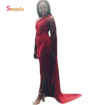 One Shoulder Red Spandex African Bridesmaid Dresses Leg Slit Wedding Party Gowns Back Straps vestido de festa D403
One Shoulder Red Spandex African Bridesmaid Dresses Leg Slit Wedding Party Gowns Back Straps vestido de festa D403